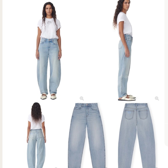 GANNI. STARY LIGHT BAGGY JEANS - Picture 1 of 8